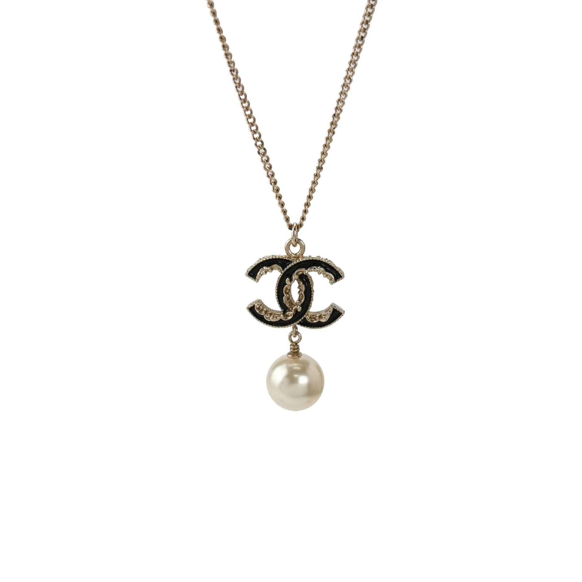 仿珍珠双C logo项链