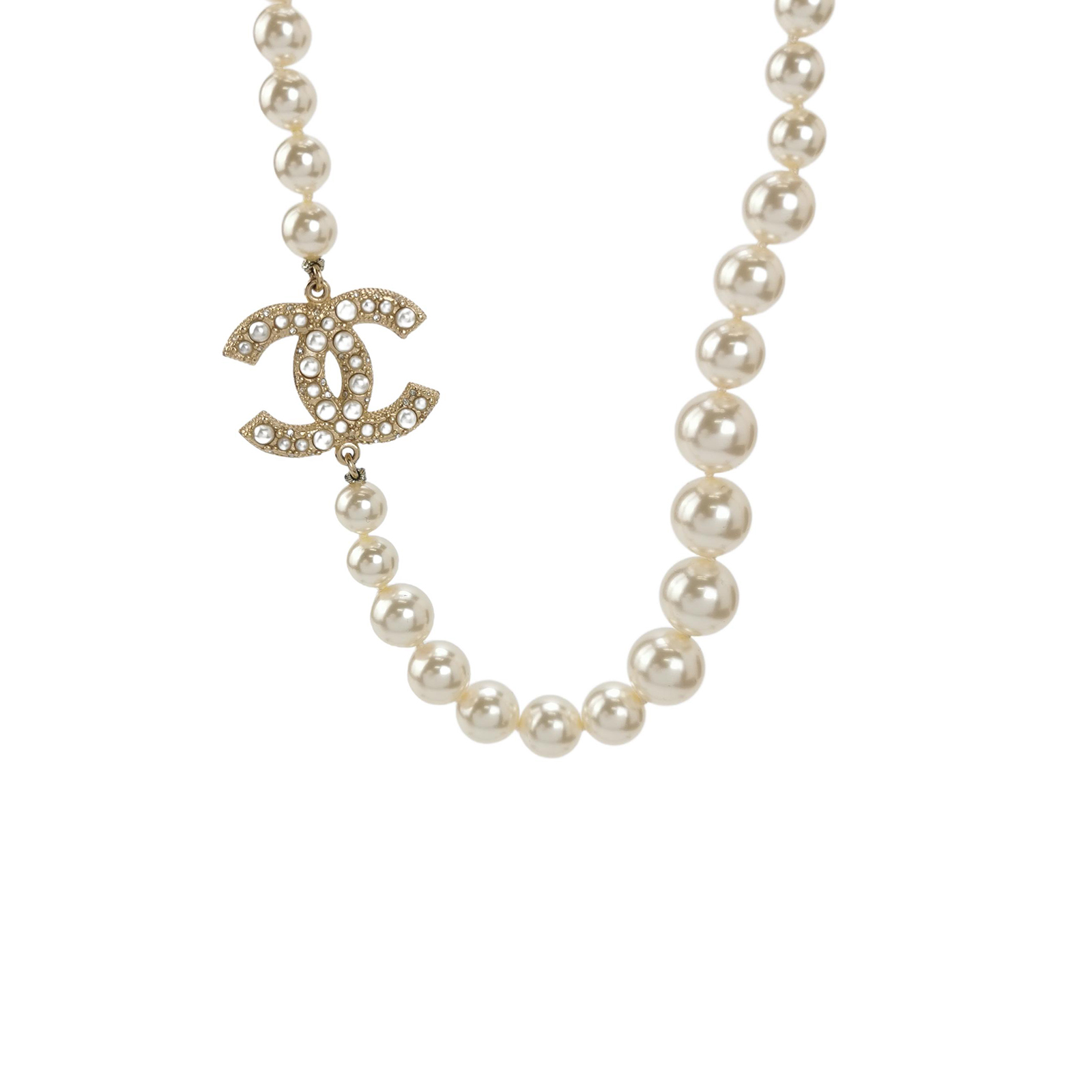 (21V)仿水晶仿珍珠双C Logo项链