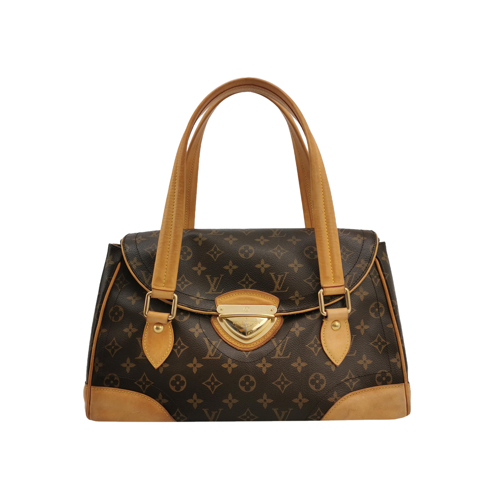 Beverly GM Vachetta Leather Monogram Push Lock Shoulder Bag