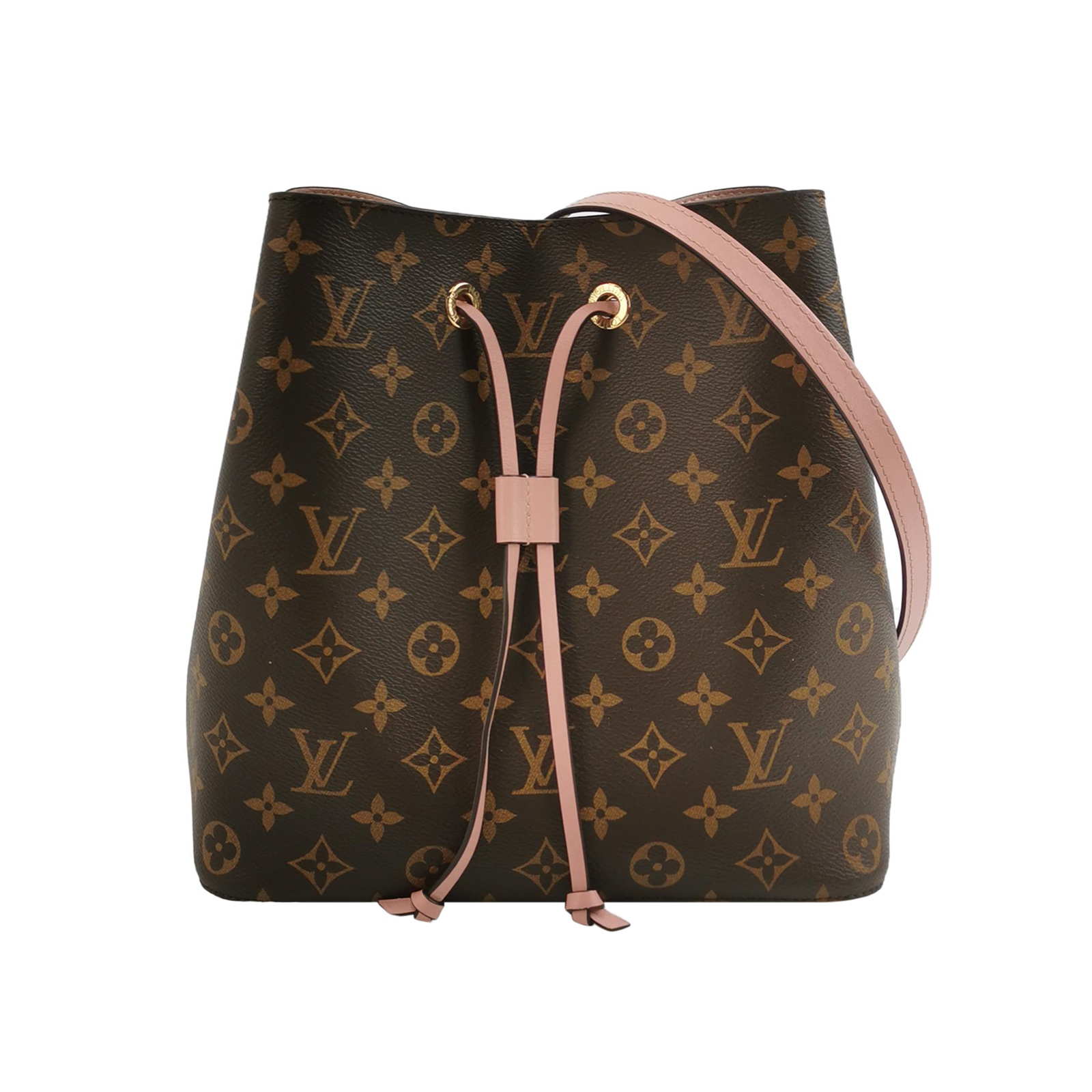 NÉONOÉ中号牛皮Monogram印花抽绳斜挎包单肩包