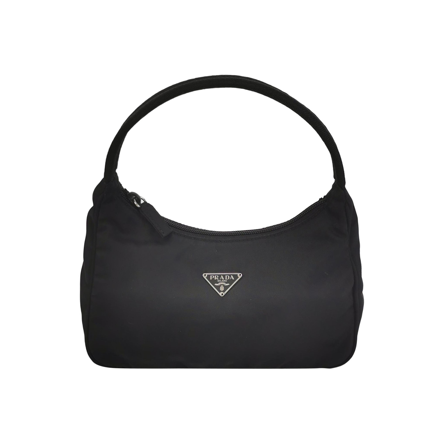 Prada Hobo尼龙布纯色三角徽标手提包