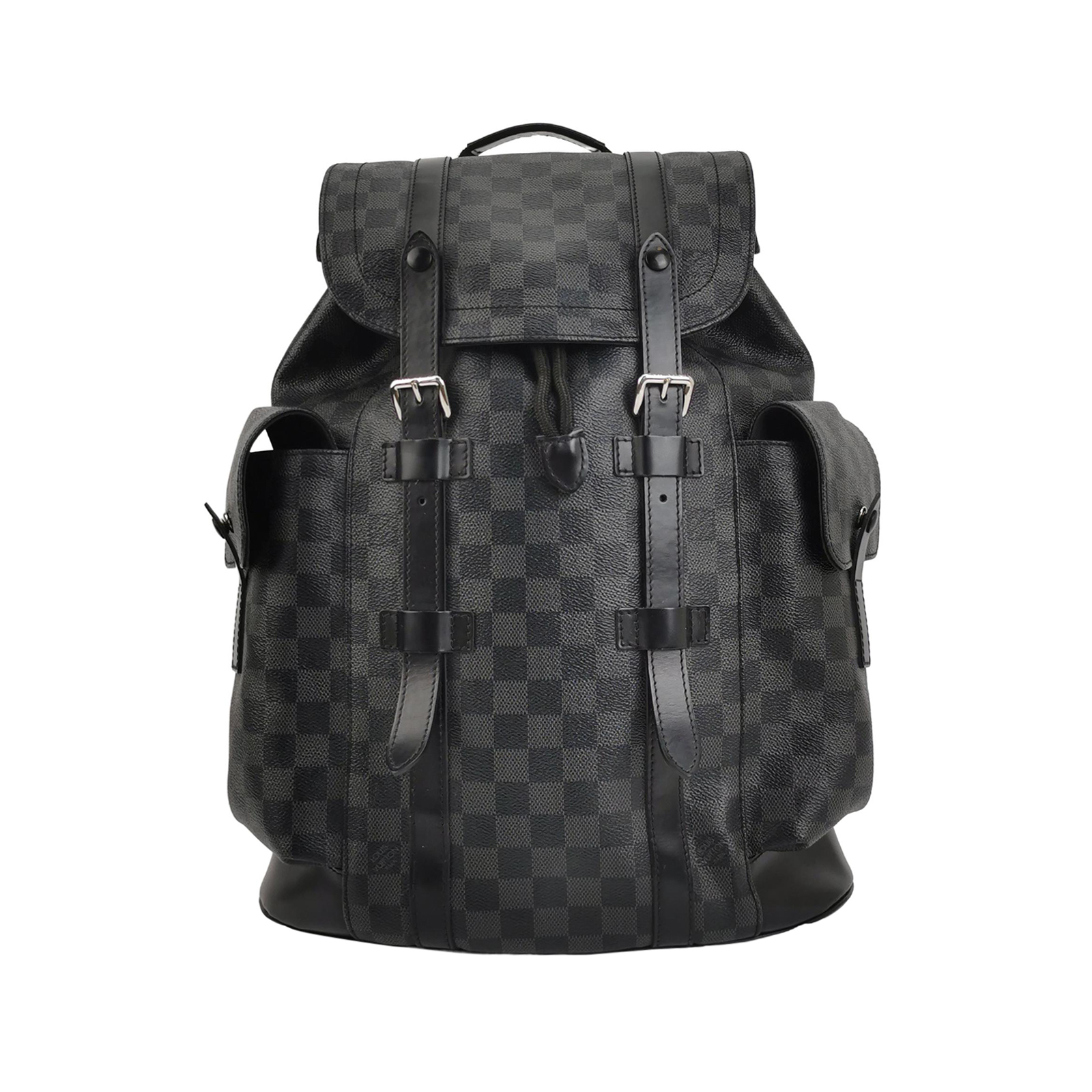 Christopher中号牛皮棋盘格垂盖双肩包