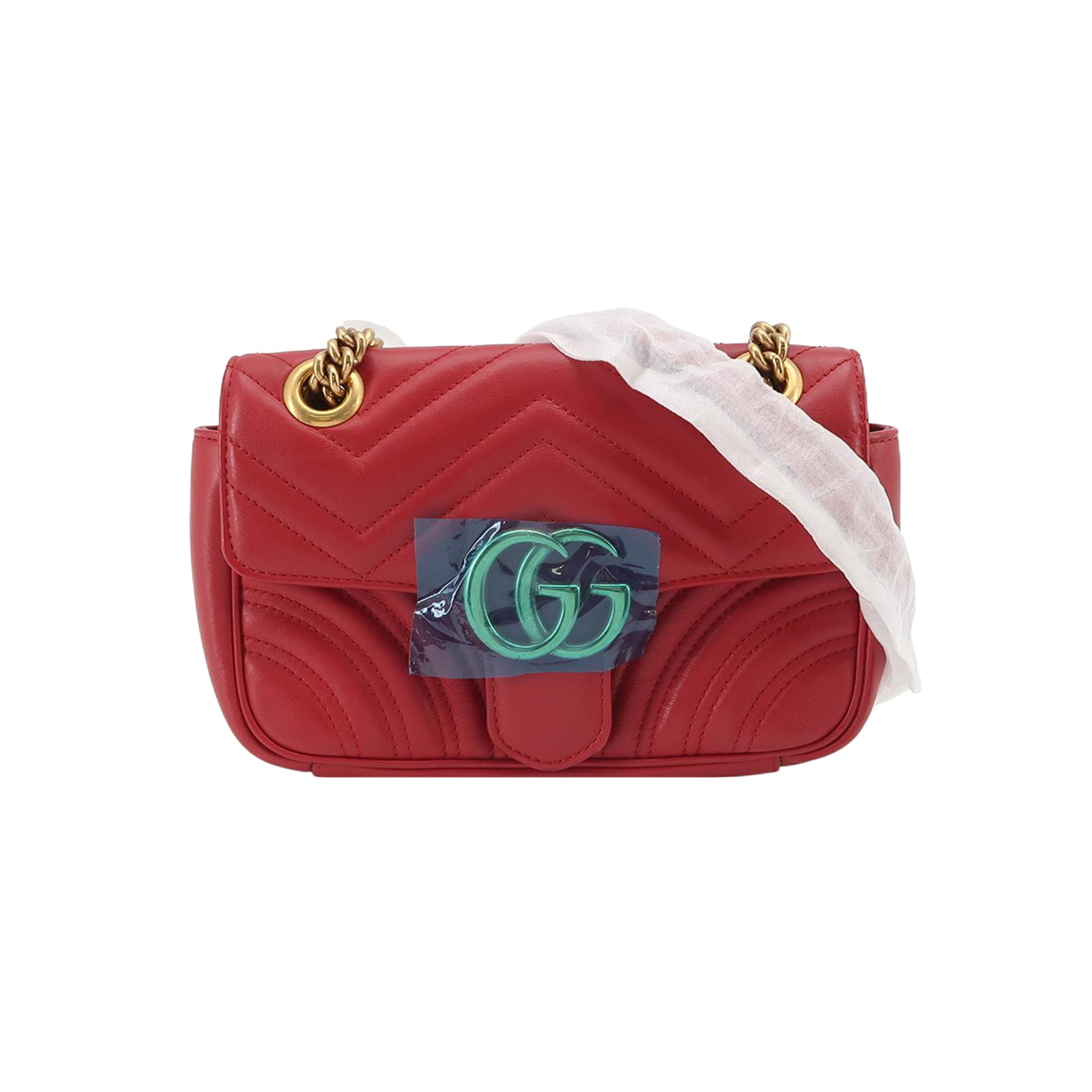 GG Marmont迷你牛皮V纹绗缝双G标志口盖包单肩包